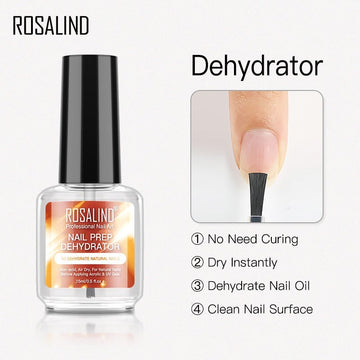 ROSALIND Nail Primer And Nail Prep Dehydrator 15ML No Need of UV LED Lamp Manicure for Nail Art Gel Nail Polish